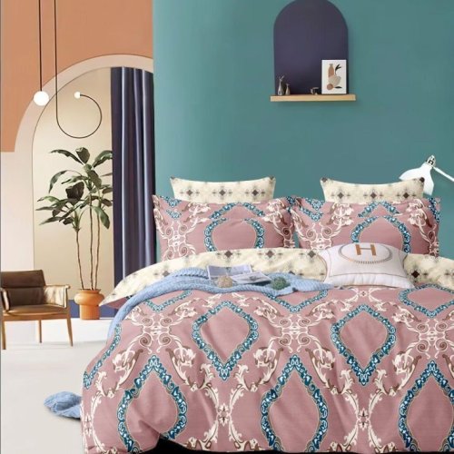Pink Blue Ornate Teal Arch Accent Soft Layer Comforter