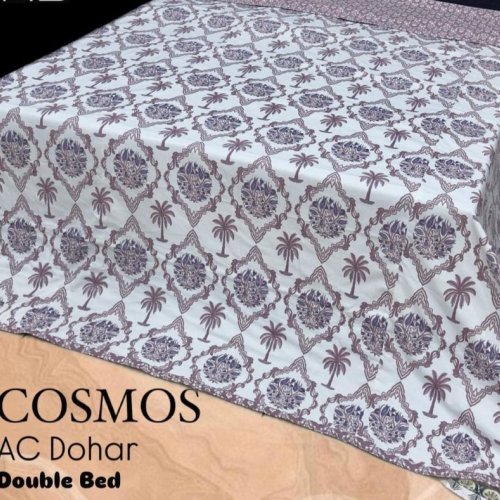Purple &AMP; White Cosmos AC Dohar Double Bed Sheets