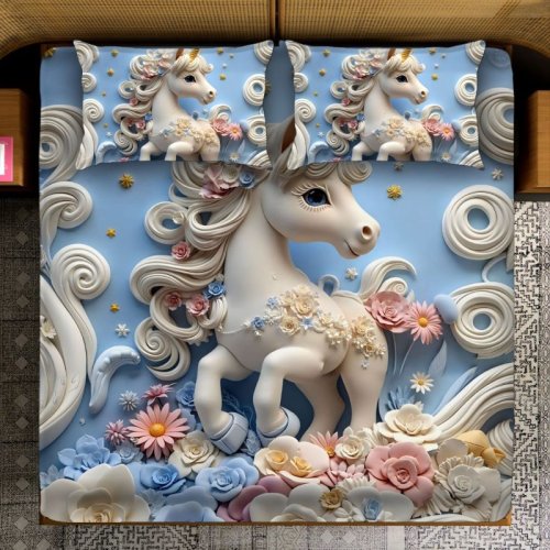 Unicorn Bloom Star Swirl Print Sculpted Shine Mystic Mane Bedsheet