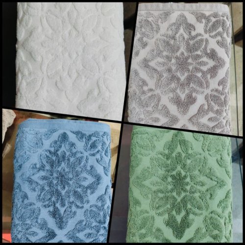White Ornate Floral Cotton Bath Towel Set