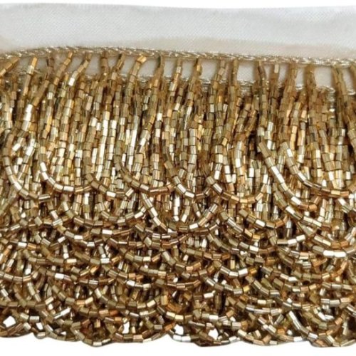 Golden Beaded Fringe Lace Trim