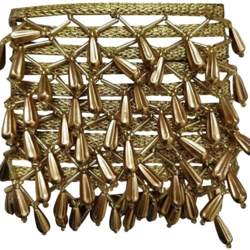 Golden Drop Bead Fringe Lace Trim