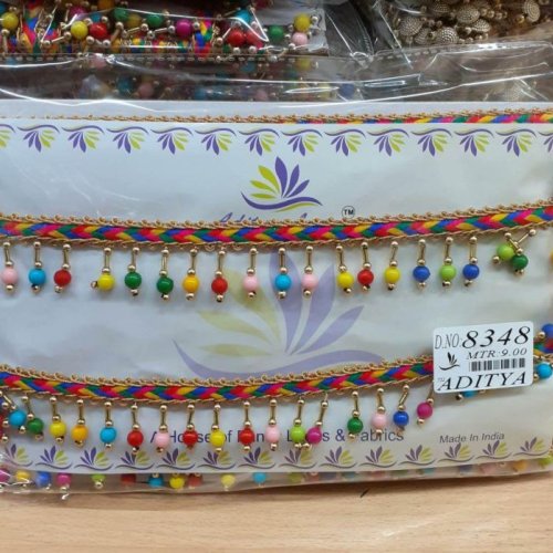 Multicolor Beaded Decorative Lace Trim Handbag