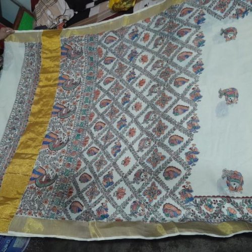 Customized Saree Borders Madhubani Painting