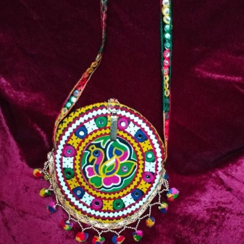 Colorful Mirror Work Navratri Side Bag