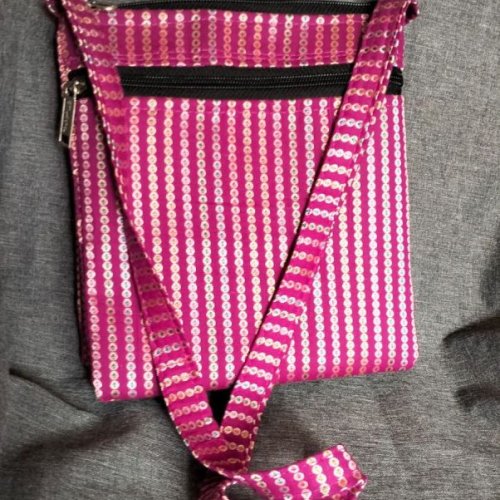 Pink Embroidered Side Bag