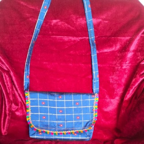 Sky Blue Embroidered Hand Bag