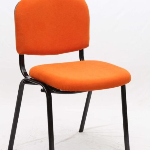 Orange Fabric Metal Frame Visitor Chair