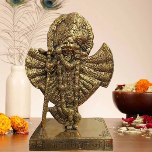 Antique Brass Banke Bihari Statue