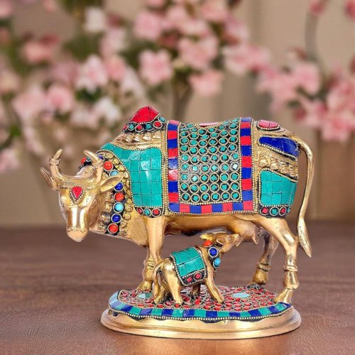Beautiful Brass Lucky Kamdhenu Cow Statue