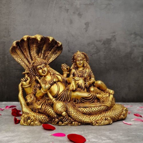 Brass Lord Vishnu Lakshmi Statue