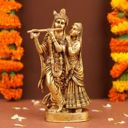 Brass Radha Krishna Statue