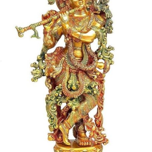 Carved Brass Krishna Murti