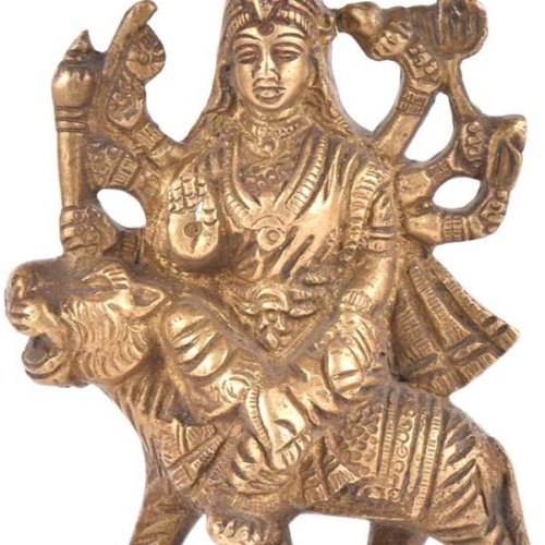 Golden Brass Sherawali Mata Statue
