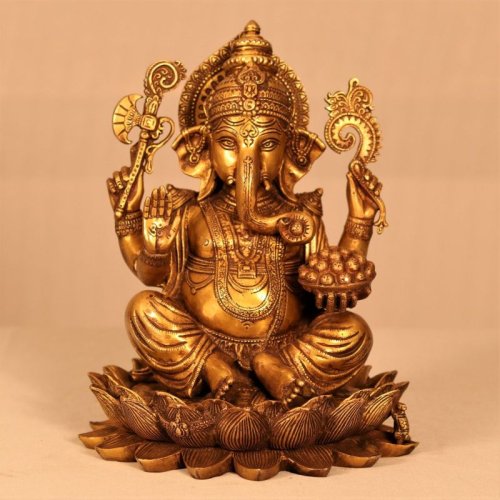 Heavy Brass Lord Ganesh Idol Statue