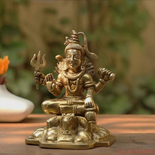 Polished Brass Small Lord Shiva Idol