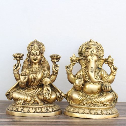 Pure Brass Lakshmi Ganesh Murti