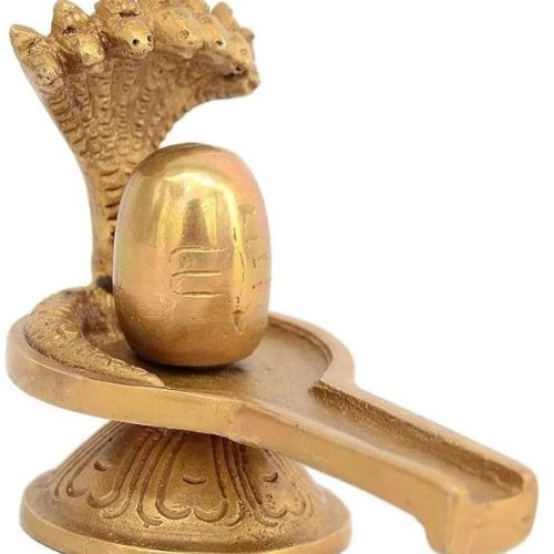 Pure Brass Shiva Lingam Idol With Snake
