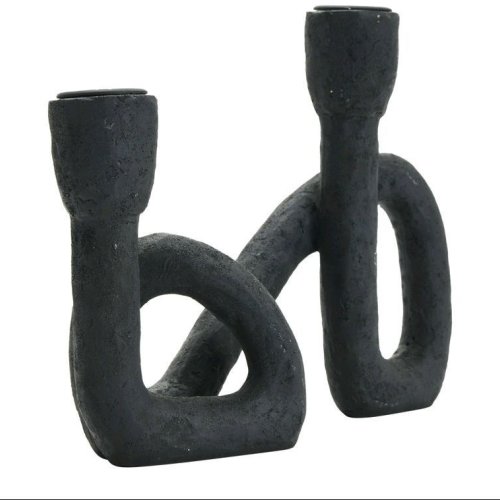 Black Powder Coated Aluminium Round Candle Holder