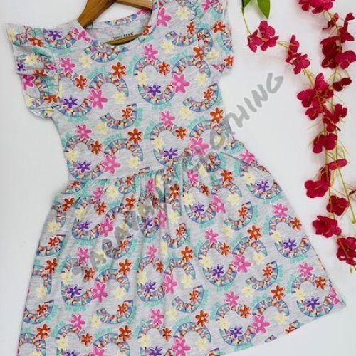 Girls Floral and Rainbow Print Dress