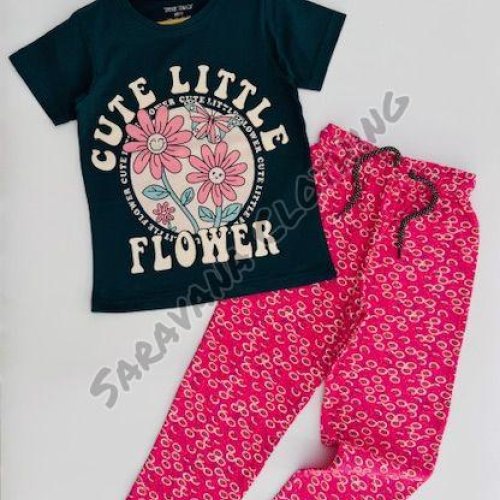 Girls Floral Graphic T-shirt & Pajama Set
