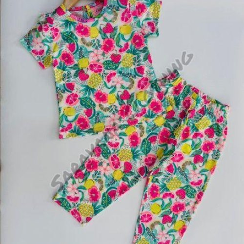 Girls Fruit and Floral Pajama Set