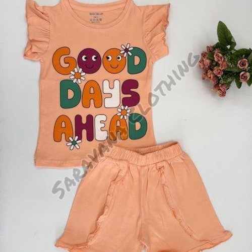 Girls Good Days Ahead Print T-shirt with Shorts