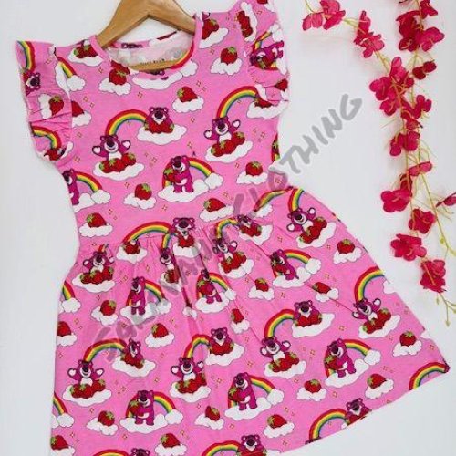Girls Lotso Bear and Rainbow Print Dress