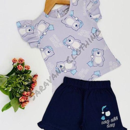 Girls Nap Time Bear T-shirt with Shorts