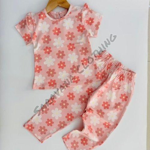 Girls Pink &AMP; White Floral Pajama Set