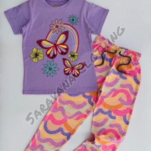 Girls Purple Butterfly & Rainbow Pajama Set