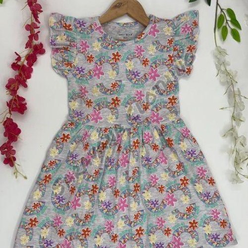 Girls Rainbow Floral Frock