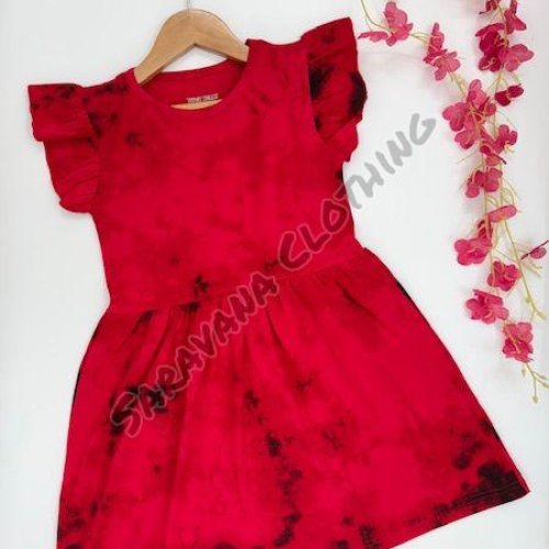 Girls Red and Black Tie Dye Dress