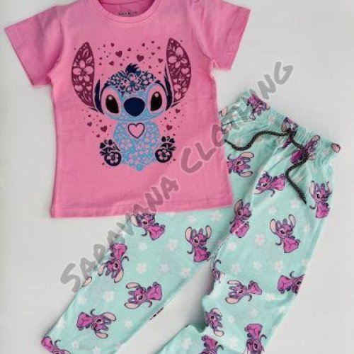 Girls Stitch Graphic T-shirt Pajama Set