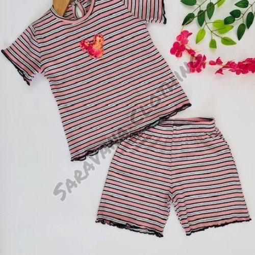 Girls Striped T-shirt and Shorts Set