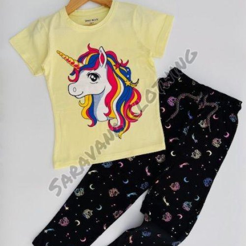 Girls Unicorn Graphic T-shirt & Pajama Set