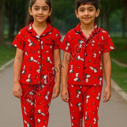 Kids Red Character Print Pajama Set