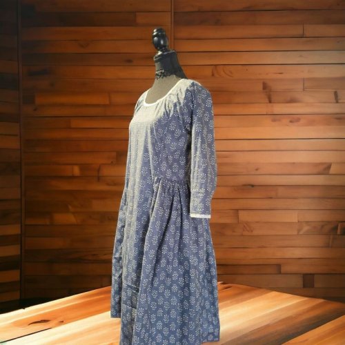 Blue Cotton Printed Kurti Pant Set