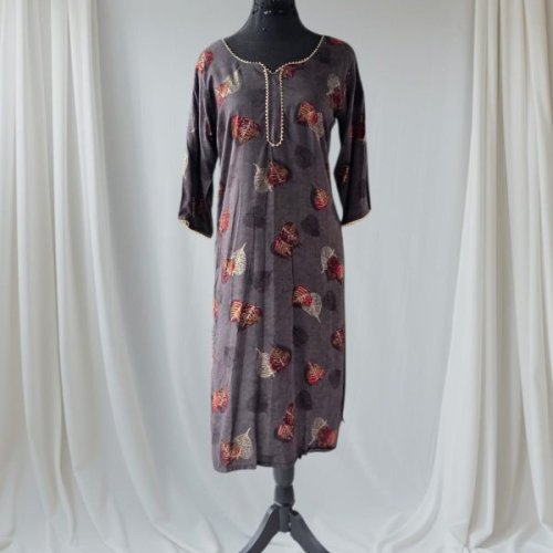 Grey Printed Cotton Kurti