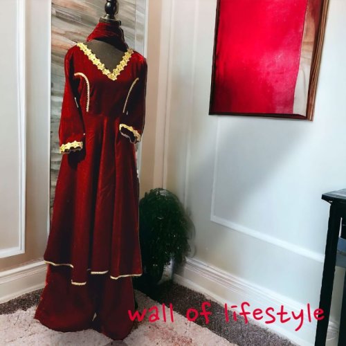 Maroon Velvet Ladies Palazzo Suit