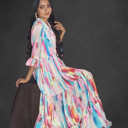 Multicolor Printed Italian Ladies Dress