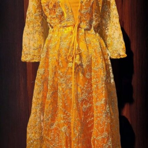 Orange Embroidered Ladies Kurti Set