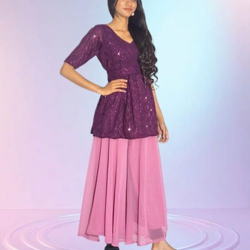 Purple Georgette Ladies Dress