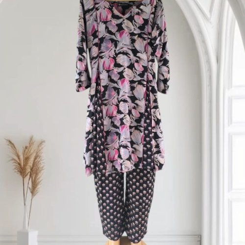 Rayon Printed Kurti Pant Set