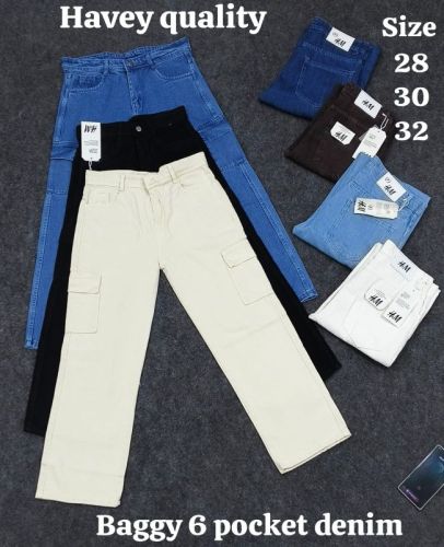 Unisex 6 Pocket Baggy Denim Jeans