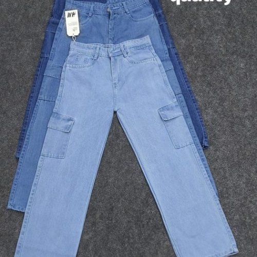 Unisex Plain Wide Leg Denim Jeans