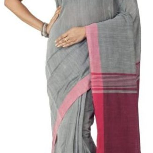 Grey Handloom Cotton Casual Saree