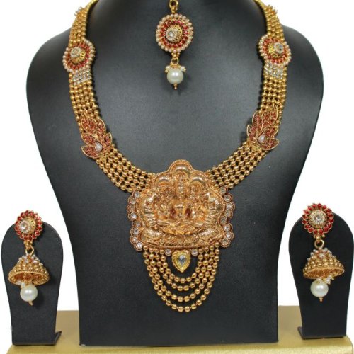 Imitation Golden Necklace Temple Jewellery Set