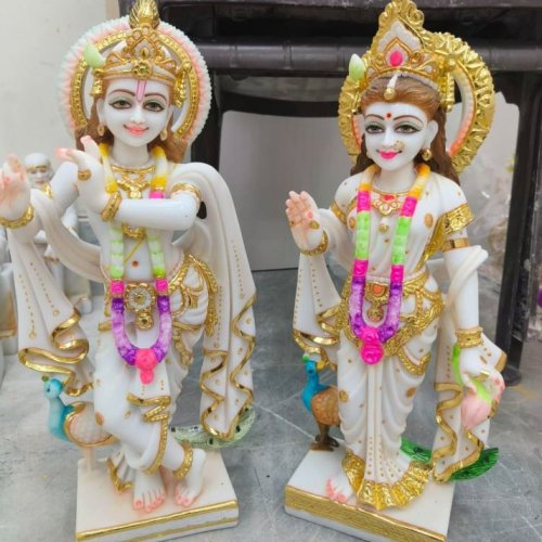 White Marble Radha Krishna Statue