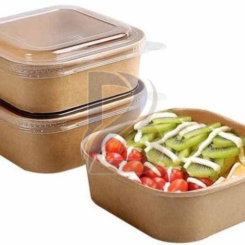 Eco PET Lid Square Bagasse Container